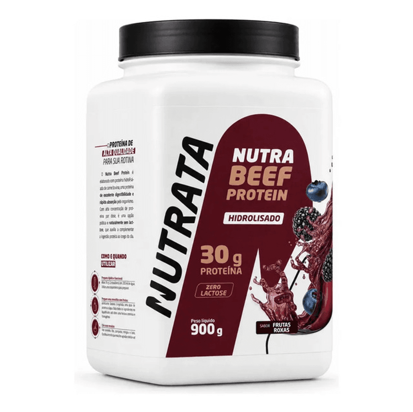 Nutra Beef Protein Pote Com 900g Nutrata Frutas Roxas