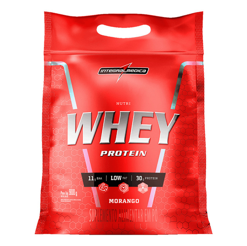 Nutri Whey Protein Pouch Morango 900g Integralmédica