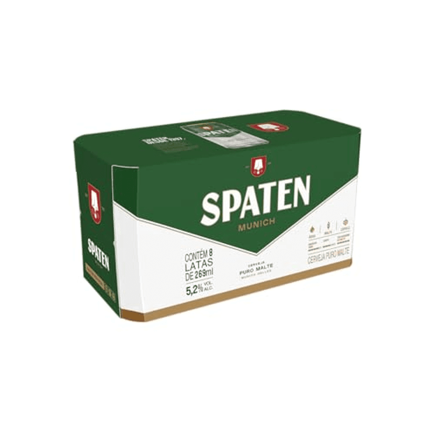 Pack Cerveja Spaten, Puro Malte, 269ml, Lata - 8 Unidades