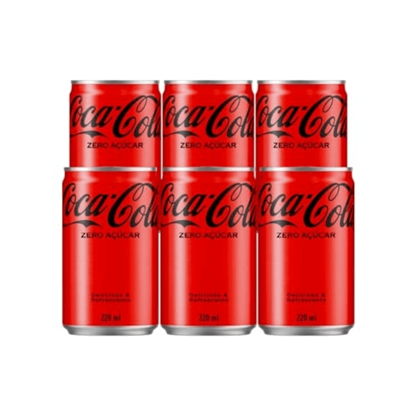 Pack de Coca-Cola sem açucar Lata 220mL 6 unidades