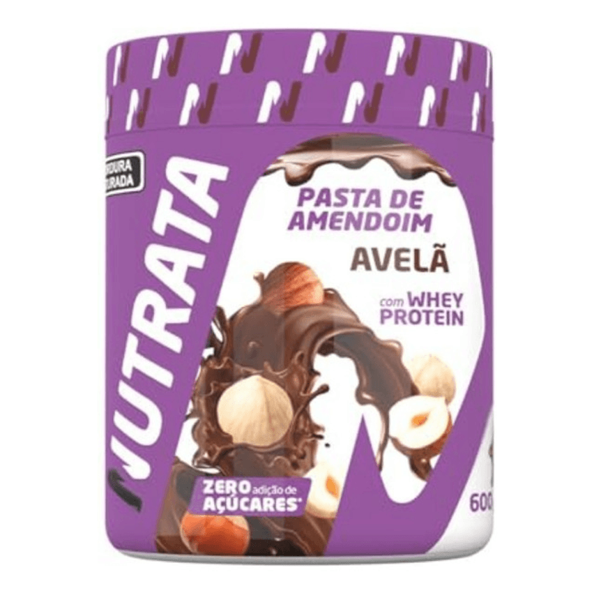 Pasta De Amendoim Com Whey Protein 600g Nutrata Avelã