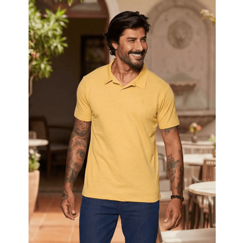 Polo Piquet Reserva Mescla Daniel Amarelo Lisa M