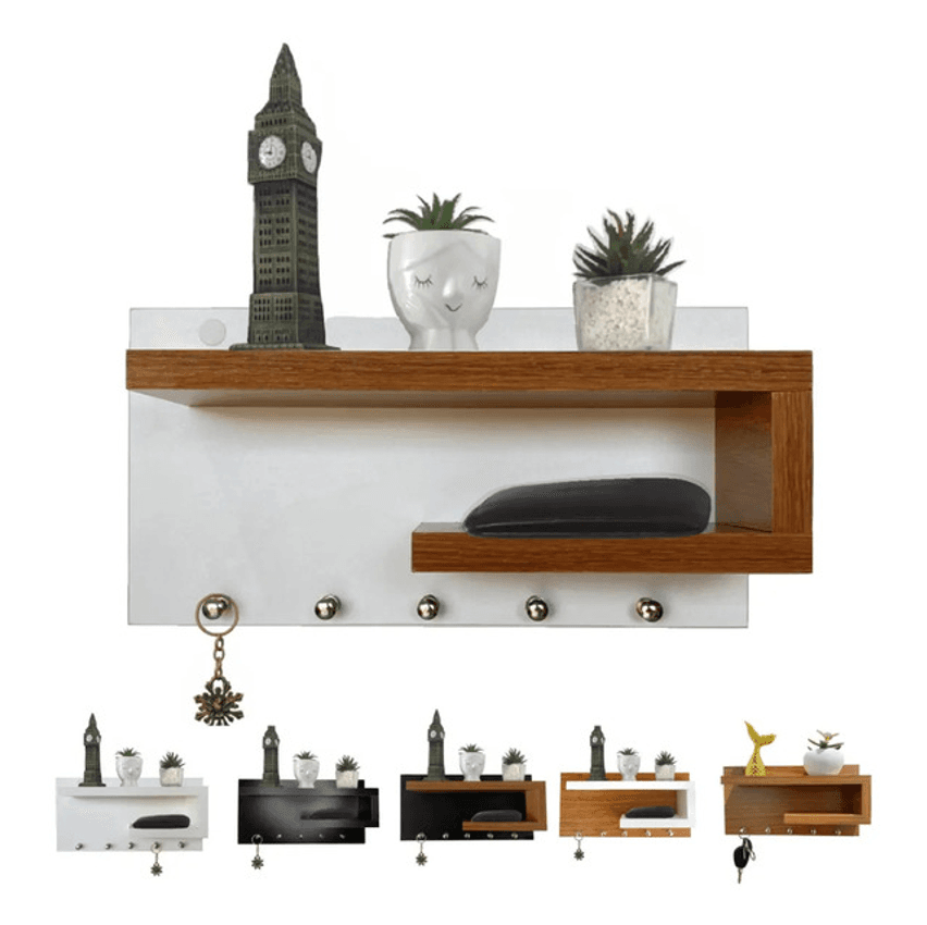 Porta Chave De Parede Organizador Com Prateleira Mdf