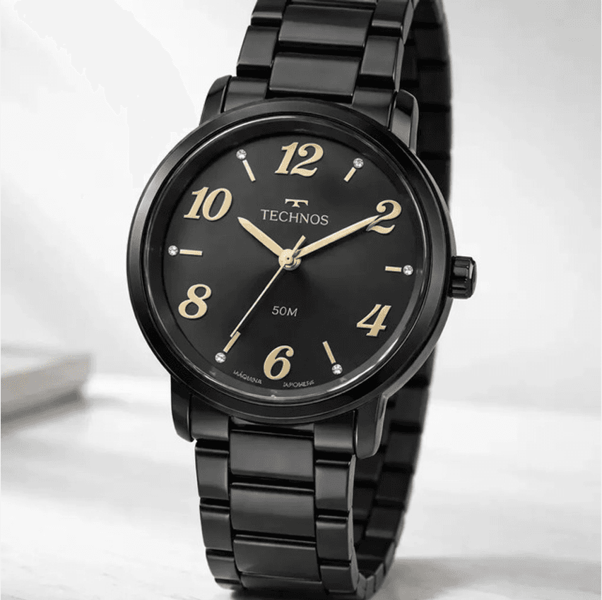 Relógio Technos Feminino Preto 2035ndf/1p Aço Inox 50m