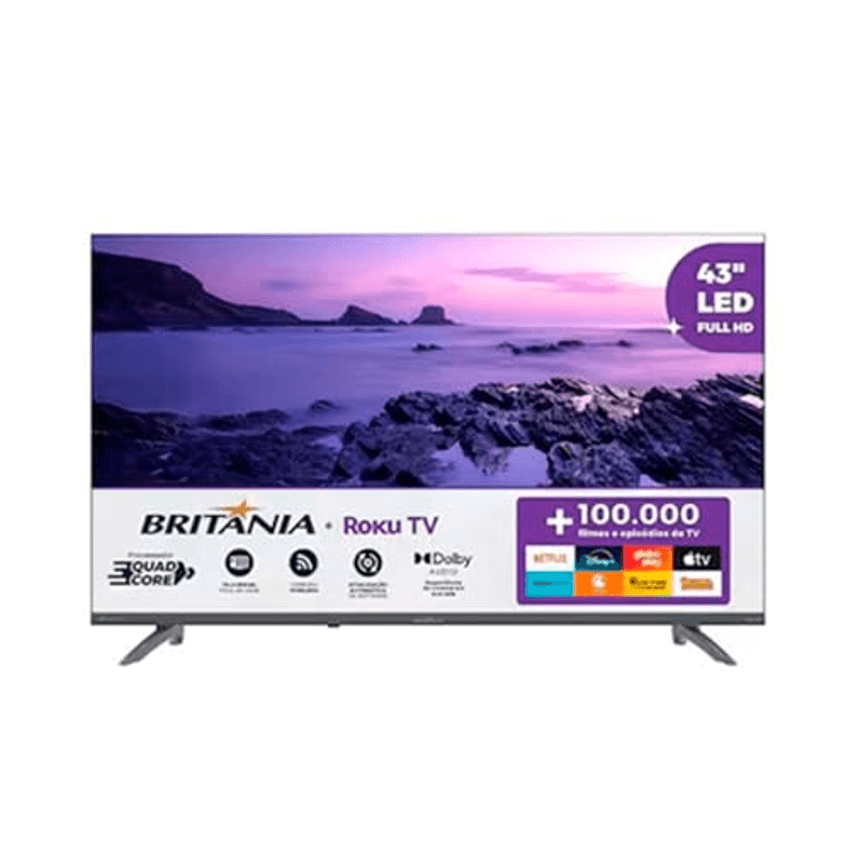 Smart Tv 43" Britânia Roku Tv Hdr10 Dolby Áudio B43cra