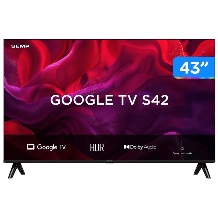 Smart TV 43" Full HD LED Semp S42 Google TV 2 HDMI