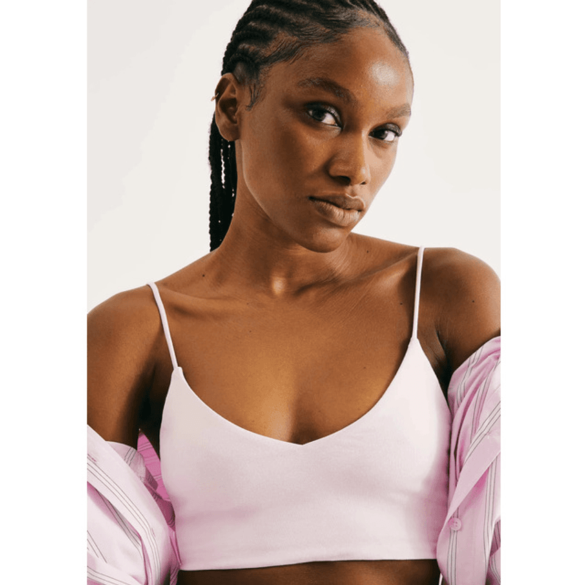 Top Decote V Em Malha De Algodão Hering Rosa M