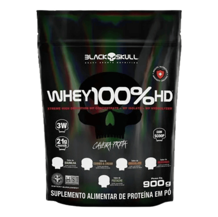 Whey 100% Hd Refil Black Skull - 900g (wpc, Wpi E Wph)