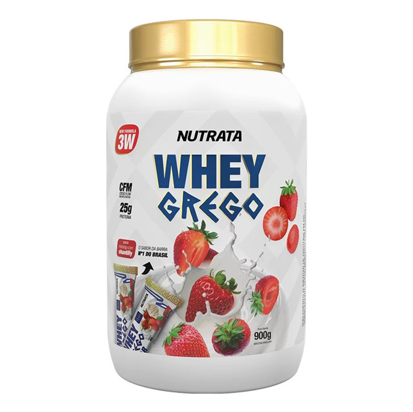 Whey Grego 3w Pote 900g Morango Com Chantilly Nutrata