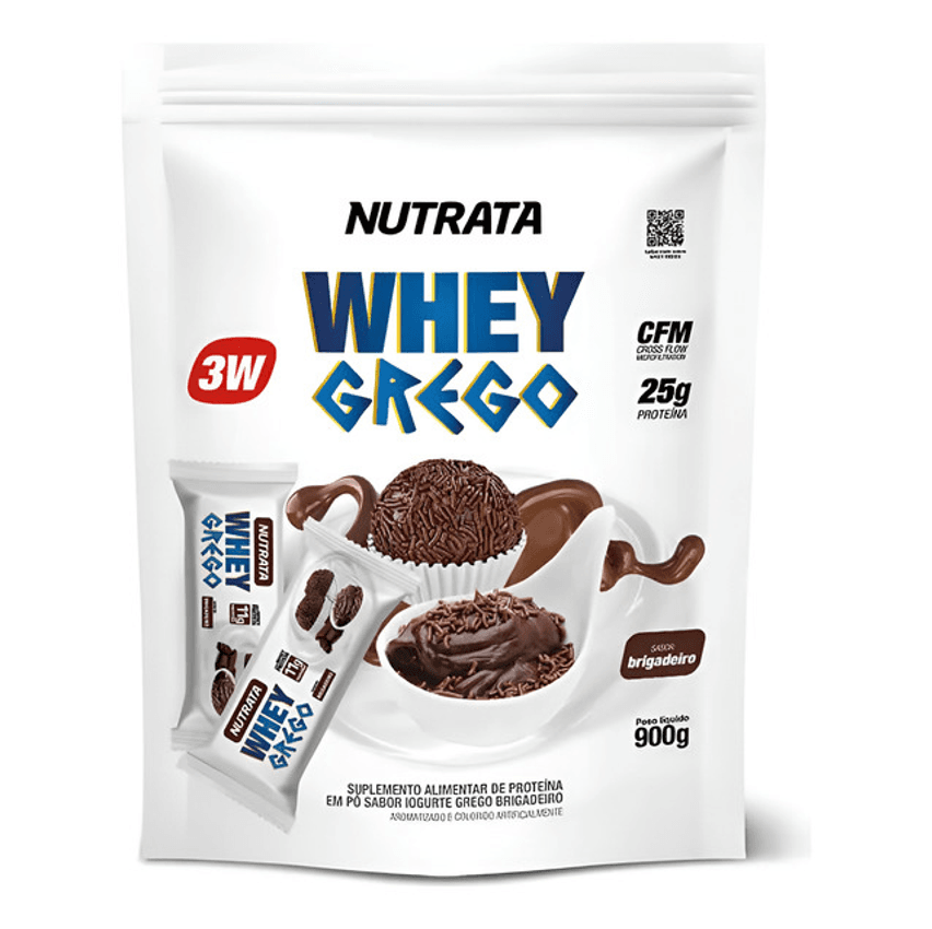 Whey Grego 3w Sabor Brigadeiro 900g Refil Nutrata