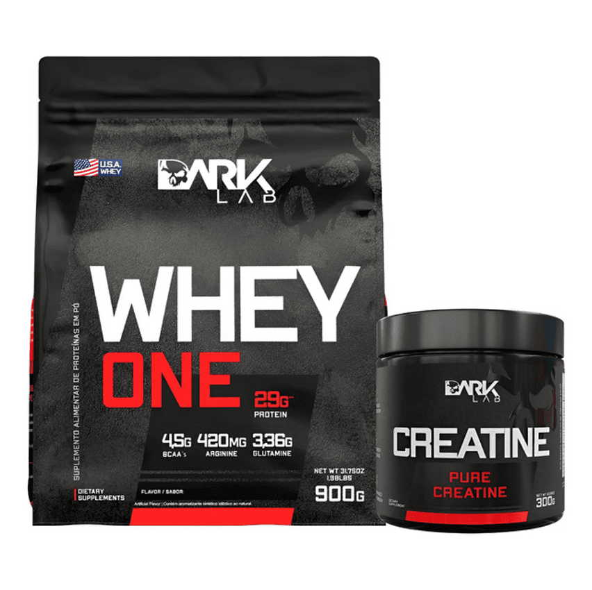 Whey One 900g Morango + Creatina 300g Dark Lab