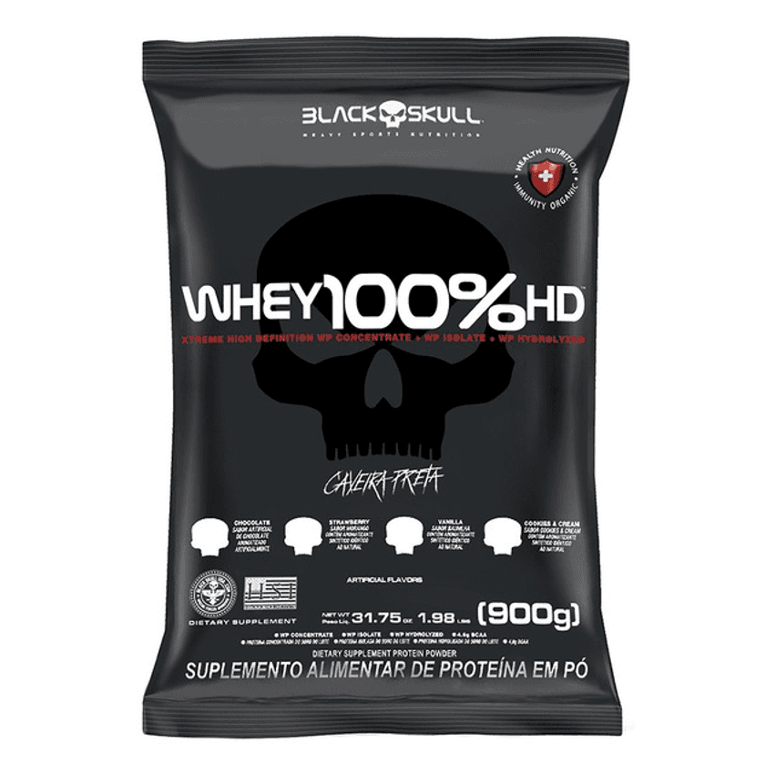 Whey Protein 100% Hd Pouch 900g Black Skull Baunilha