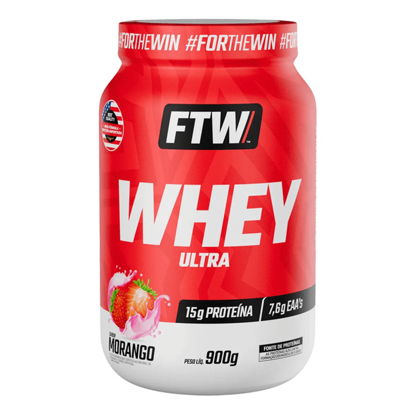 Whey Protein Ultra Pote 900g Sabor Morango - Ftw