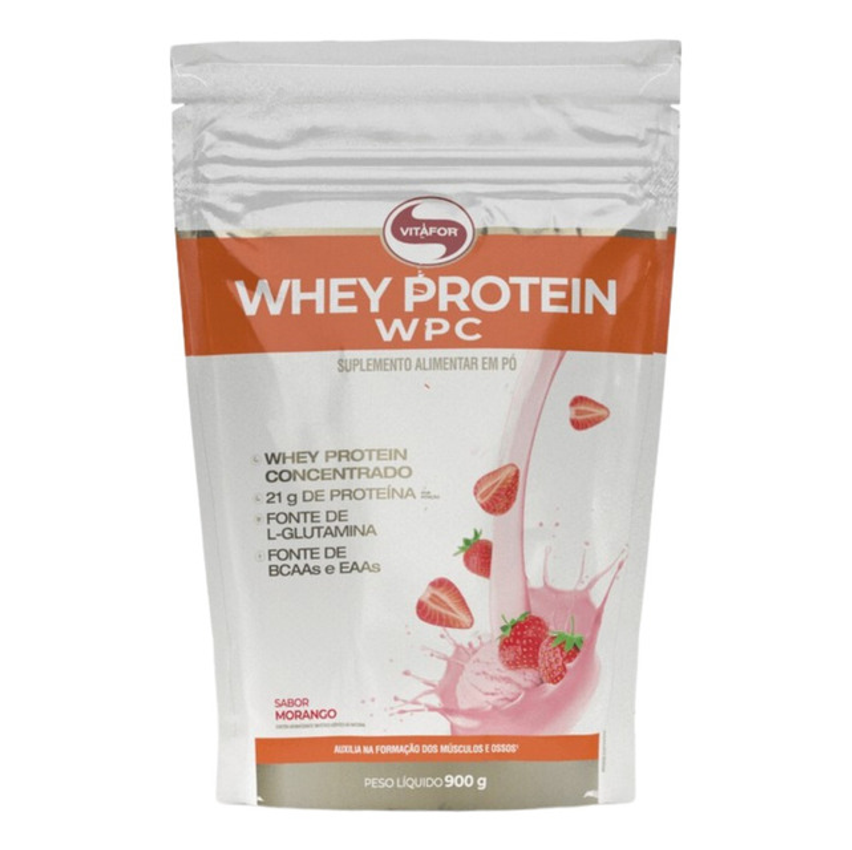 Whey Protein Wpc Morango 900g Vitafor