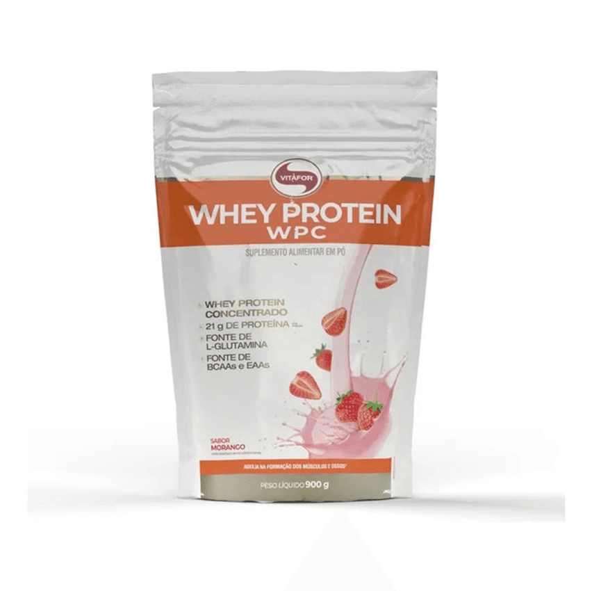 Whey Protein Wpc Morango 900g Vitafor
