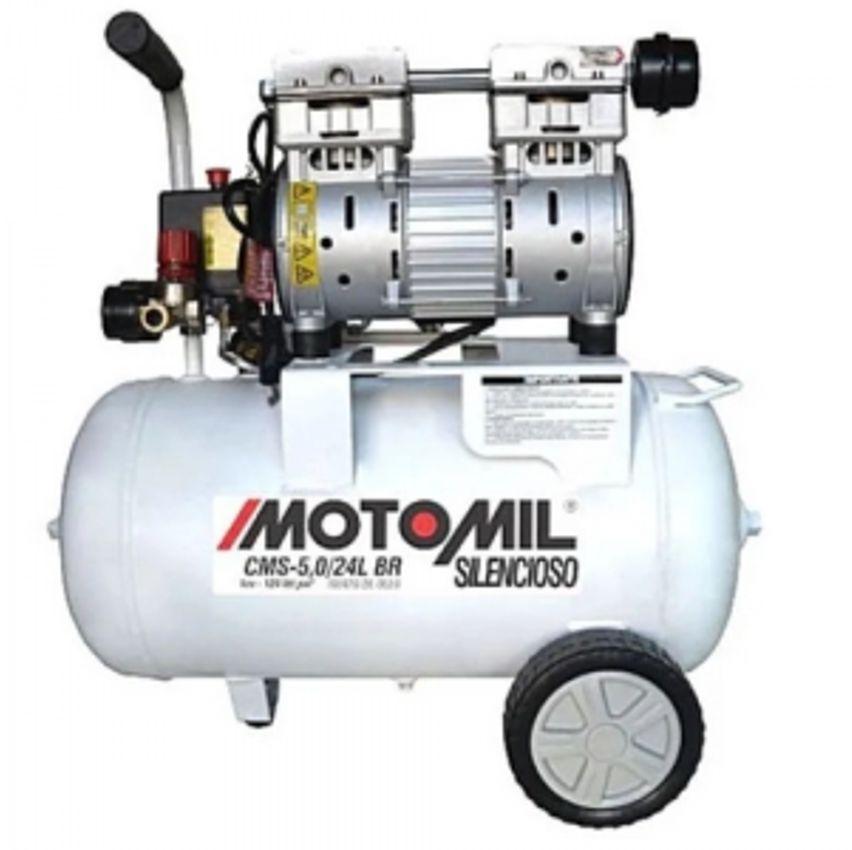 Compressor De Ar Odontológico Motomil - Cms-5/24l Br Isento De Óleo - 5 Pés 24 Litros 220v mono