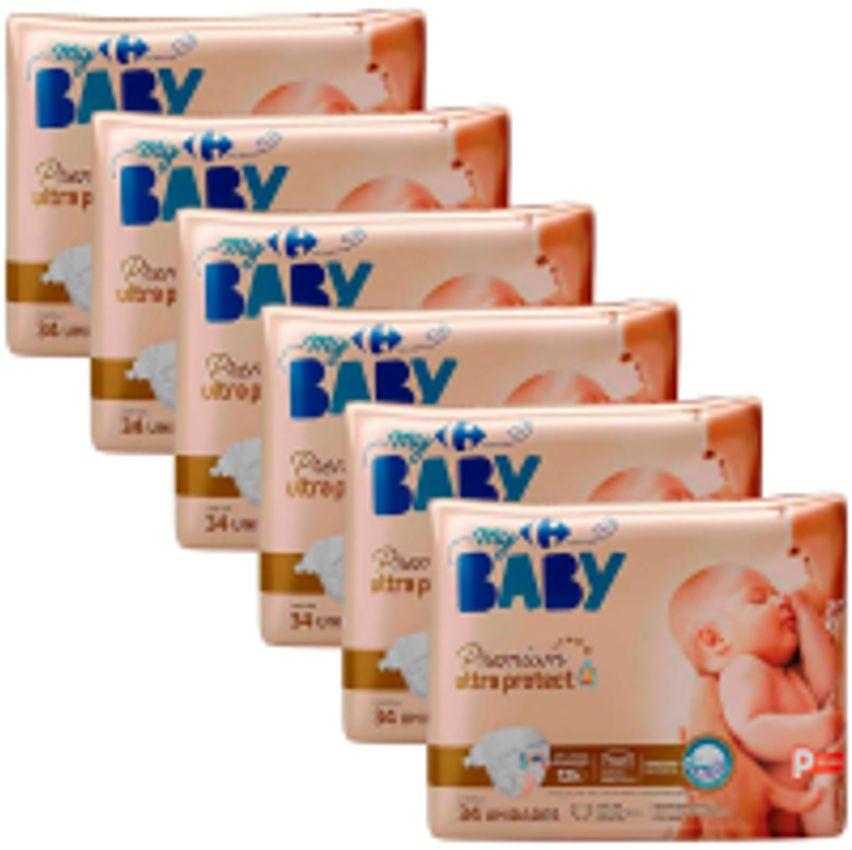 Fralda Carrefour My Baby Soft & Protect P 204 Unidades