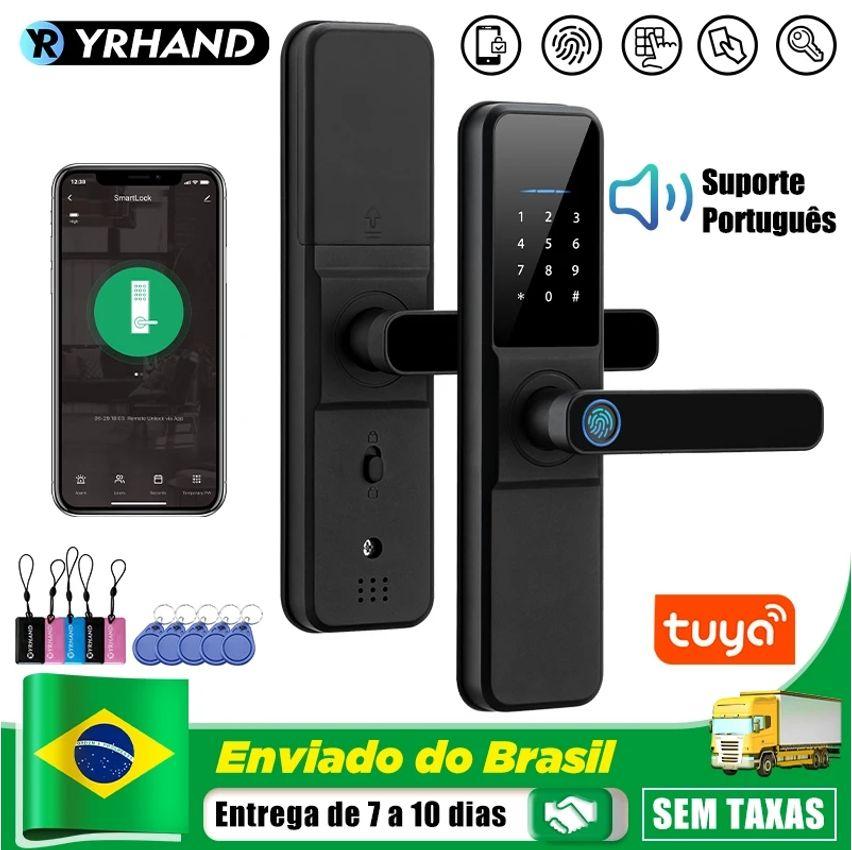 YRHAND-Tuya WiFi App Desbloquear para Casa Fechadura Eletrônico À Prova D 'Água Digital Impressão Digital