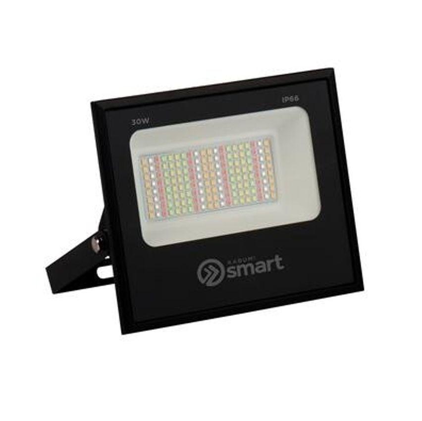 Refletor LED RGB ! Smart 30 Watts Dimerizável Controle via app Preto - KBSB026