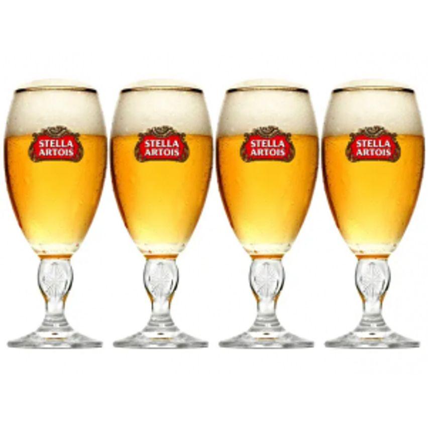 Jogo de Taças para Cerveja de Vidro 4 Peças Ambev Stella Artois 250ml