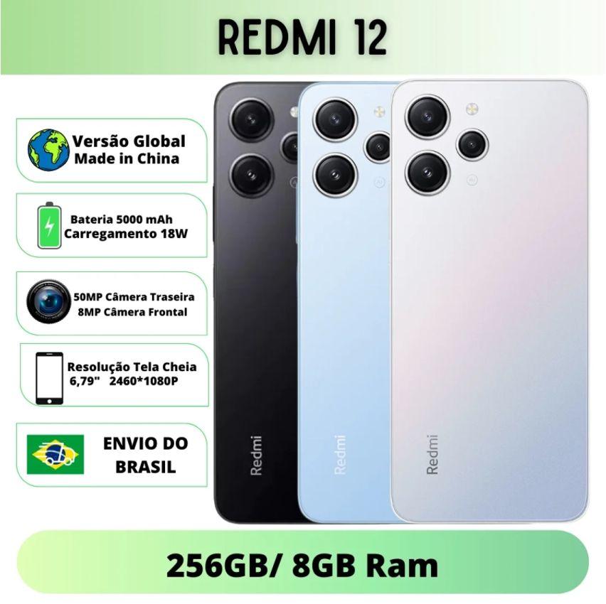 Xiaomi Redmi 12 256GB ROM 8GB RAM Versão Global | Smartphone 4G ROM Global Câmera 18MP Carregador 18W