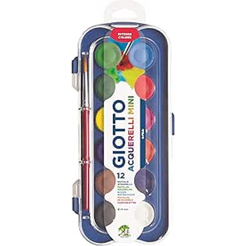 Giotto Acquarelli Mini, Aquarela Em Estojo De Pastilhas De 23mm, 12 Cores