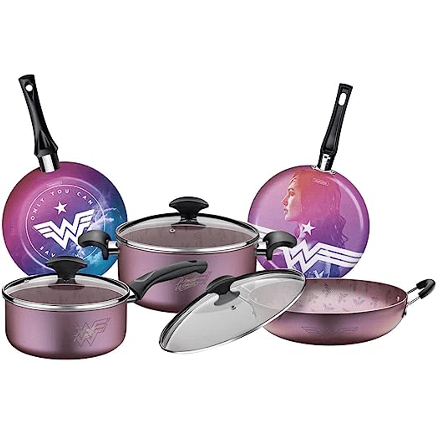 Jogo De Panelas 5 Pcs Mulher Maravilha Colorido- Sortidos De Utensilios Para Uso Domestico