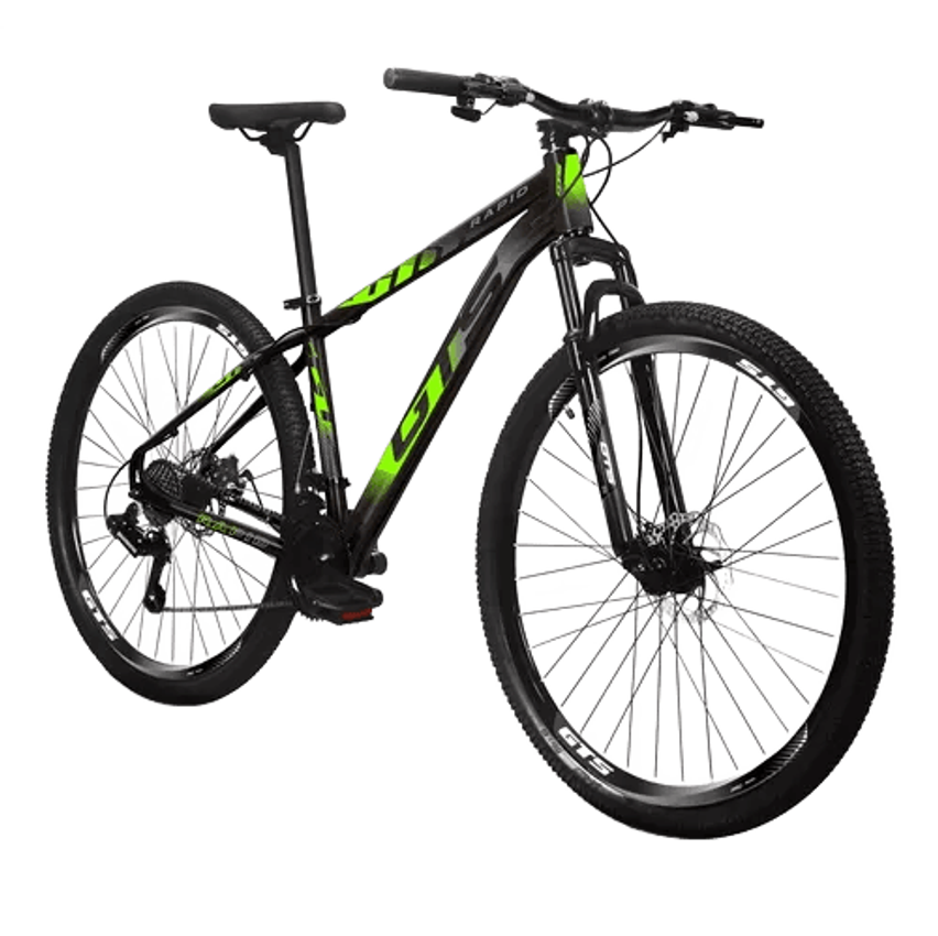 Bicicleta Aro 29 Gts Rapid 24 Marchas Freio A Disco Cor Preto-verde-cinza Tamanho Do Quadro 17