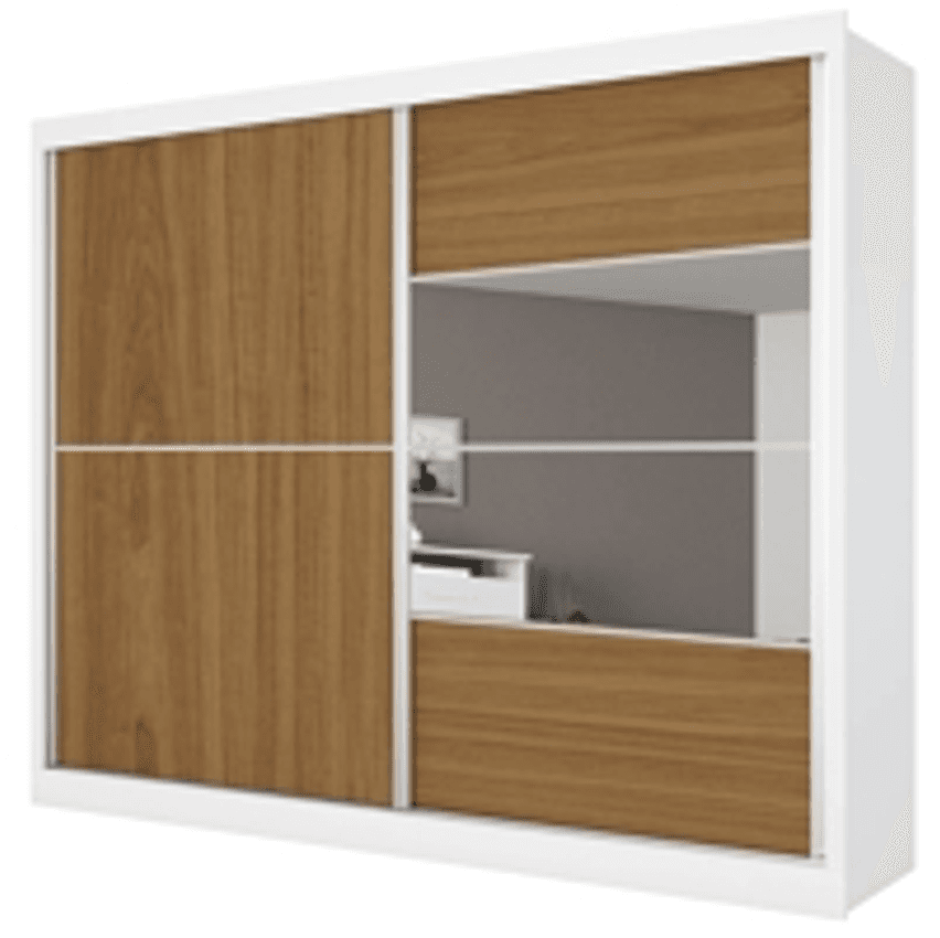 Guarda-Roupa Casal Móveis Europa Londres Flex com Espelho, 2 Portas de Correr e 4 Gavetas