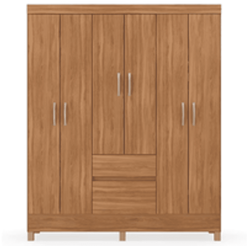 Guarda-Roupa Bartira Brusque II com 149 cm de Largura, 6 Portas e 2 Gavetas