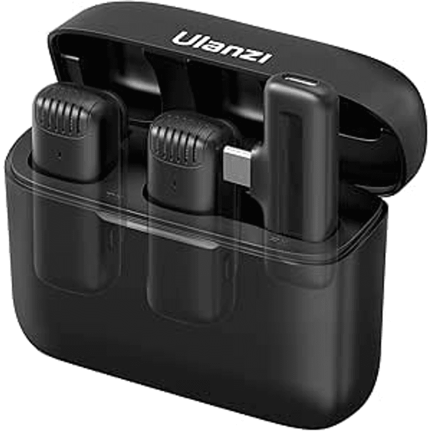 [Somente para Android] ULANZI Microfone de lapela sem fio J12 para telefone USB C, microfone plug-play 2 em 1 com capa de carregamento para telefone entrevista de gravação de vídeo