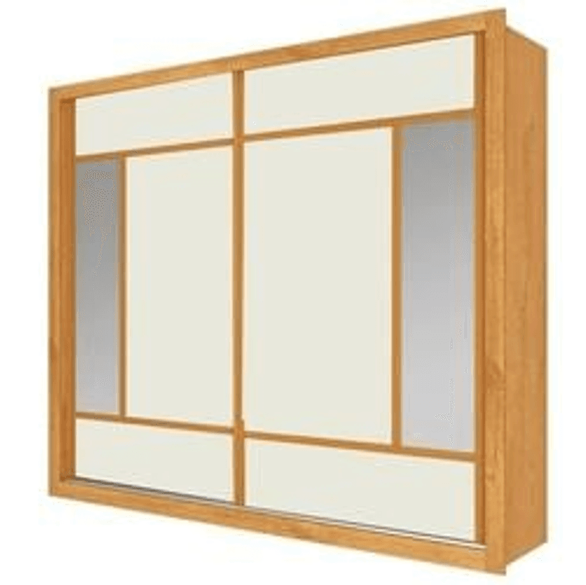 Guarda-Roupa Casal Europa Triunfo Flex com Espelho, 2 Portas de Correr e 6 Gavetas - 226cm de Largura - Branco/Nogueira