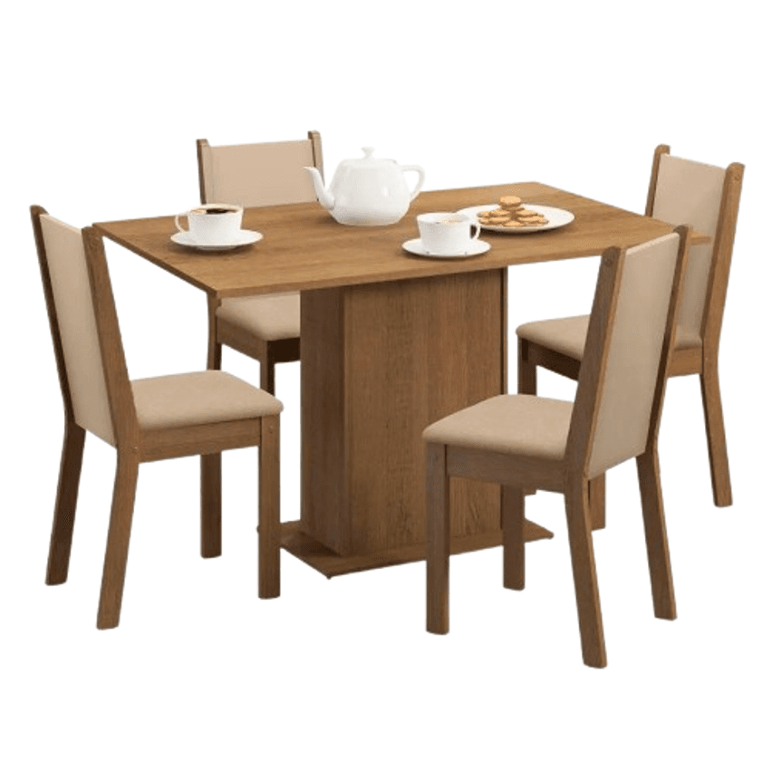 Conjunto Sala de Jantar Madesa Talita Mesa Tampo de Madeira com 4 Cadeiras