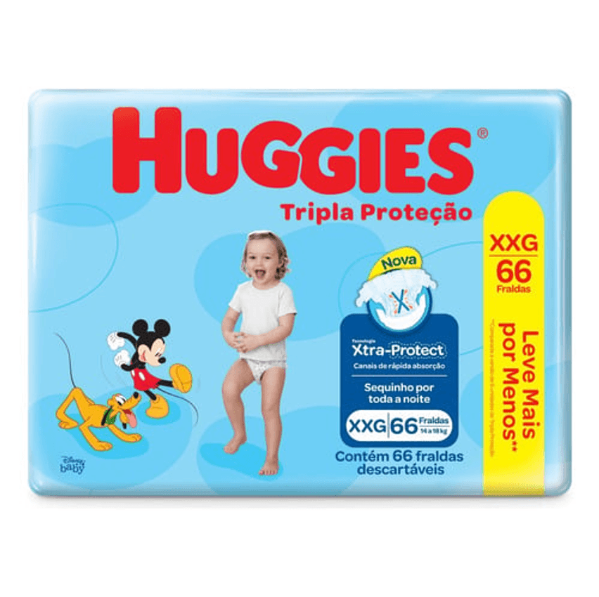 Huggies Fraldas Descartáveis Tripla Proteção 66 unidades (XXG)