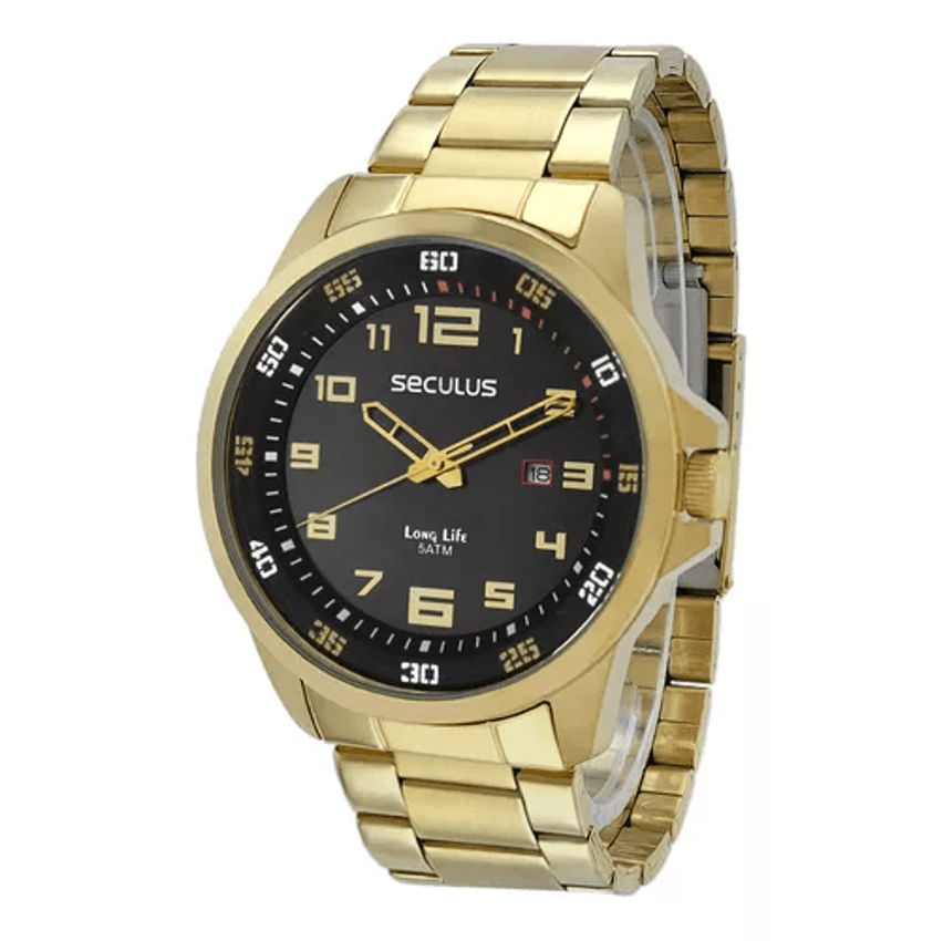 Relógio Masculino Seculus Analógico Dourado 44011gpsvda3