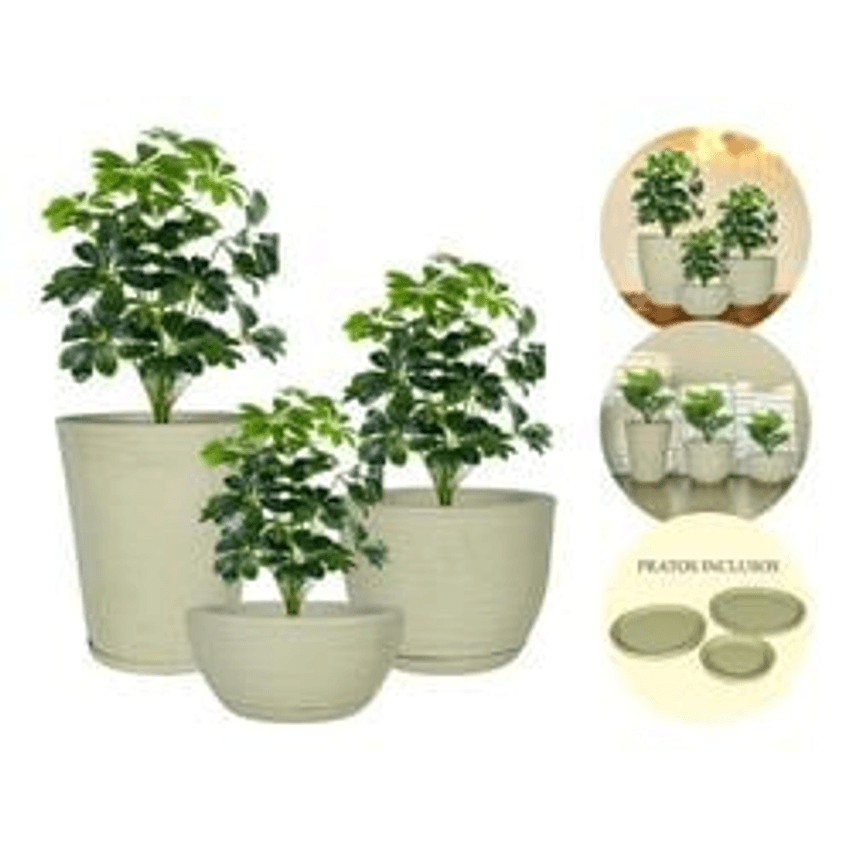 Kit 3 Vaso De Planta Decoração Coluna Bojo Bacia Prato Mesa