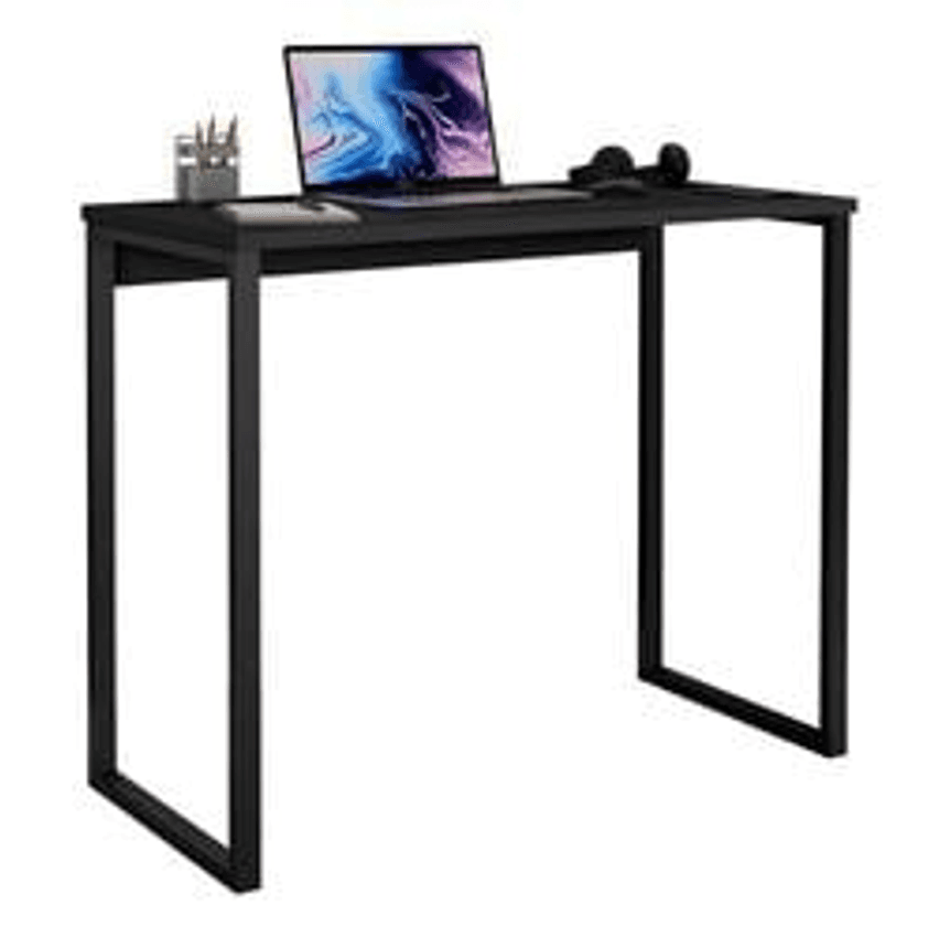 Escrivaninha Mesa Estudo Industrial Cor Preto Fosco Aço/mdf