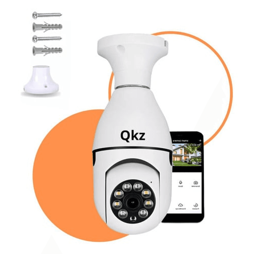 Câmera de Segurança Qkz KZ-818 Lâmpada Ip Wifi com Visão Noturna Cor Branco