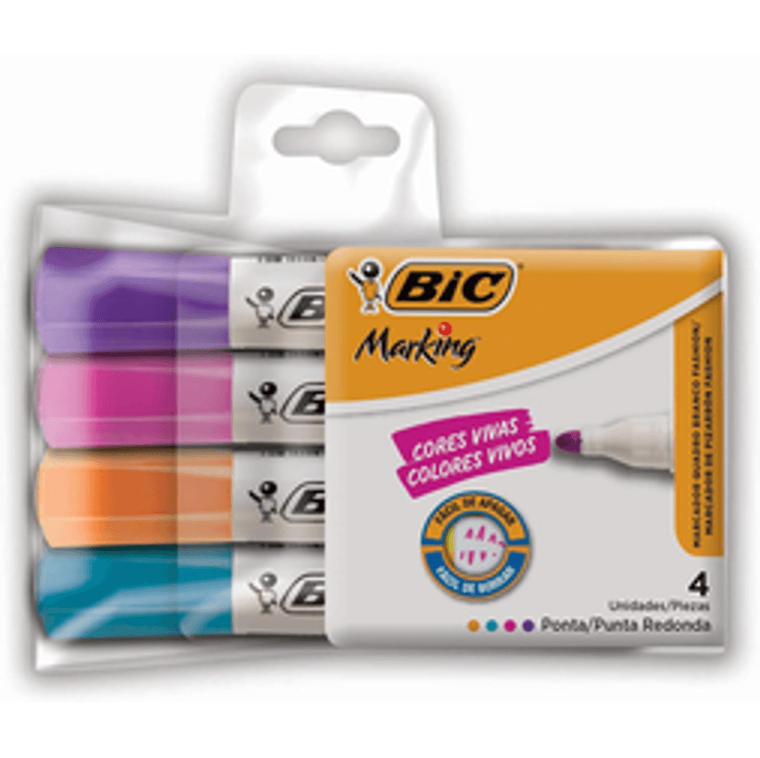 Pincel Marcador De Quadro Branco Bic Markingc/4 Cores Fashion 930094