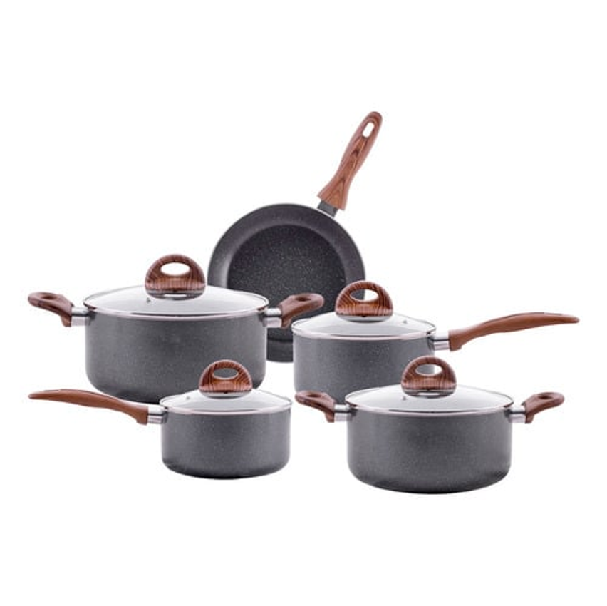Jogo de Panelas Brinox Antiaderente Ceramic Life Smart Plus com Indução Granito - 5 Peças