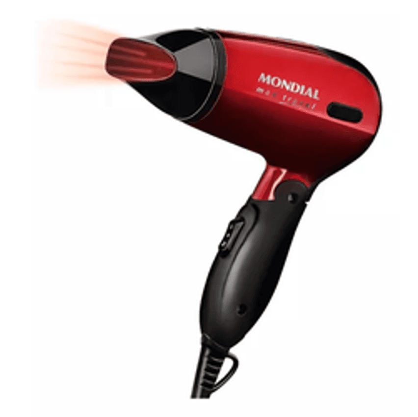 Secador De Cabelo Mondial Max Travel SC-10 1200W Bivolt Cor Vermelho/Preto 110V/220V