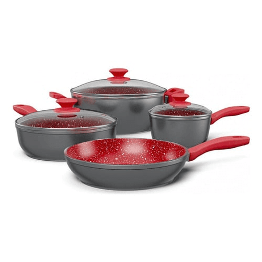 Conjunto De Panelas Philco Pkt407 4 Peças Cor Cinza/vermelho