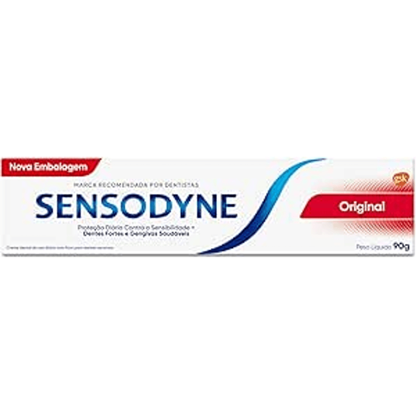 Sensodyne Creme Dental Original com Flúor, Proteção Diária Contra a Sensibilidade, Dentes Fortes e Gengivas Saudáveis, 90g