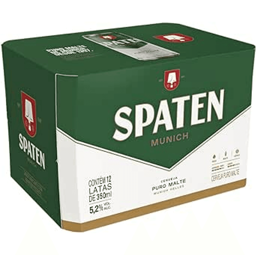 Pack Cerveja Spaten, Puro Malte, 350ml, Lata - 12 Unidades