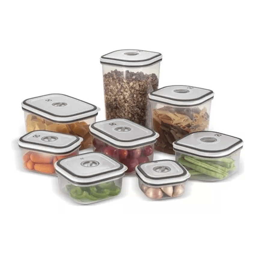 Kit Potes Plásticos Transparente com Tampa Branca 8 Unidades Electrolux