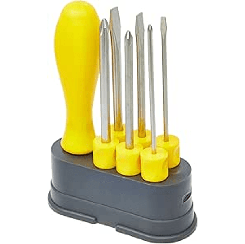 Tramontina 41110506 Jogo de Chaves de Fenda com Pontas Intercambiáveis, Conjunto de 6 Peças, Amarelo