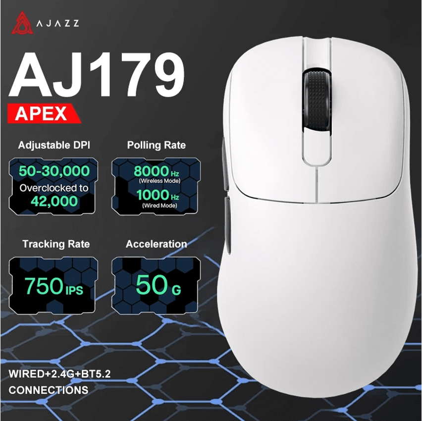 Mouse Gamer Sem Fio Ajazz AJ179 Sensor PAW3395