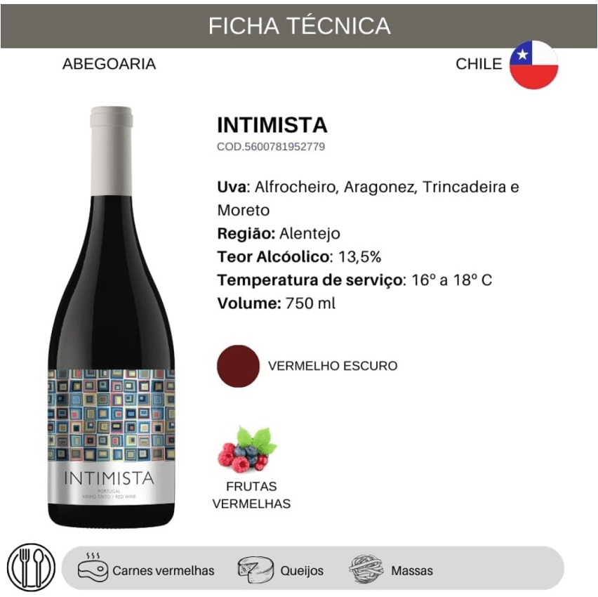 Vinho Fino Tinto Português Intimista Alentejo 750ml