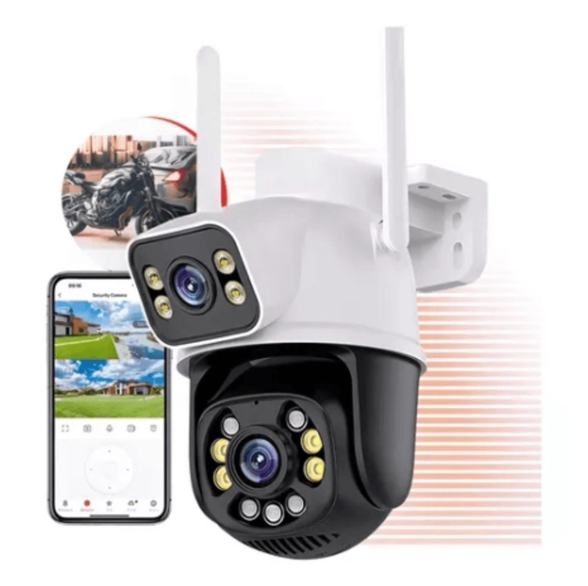 Câmera De Segurança Interna Externa Lente Dupla Giratoria Wi-Fi Smart Ip Prova D'água Com Infravermelho HD App Yoosee