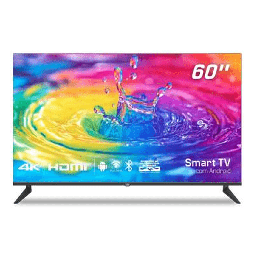 Smart Tv Hq 60" Uhd 4k Hdr Android 11 Sistema Ultrasound Design Slim Processador Quad Core Espelhamento De Tela Hqstv60nk